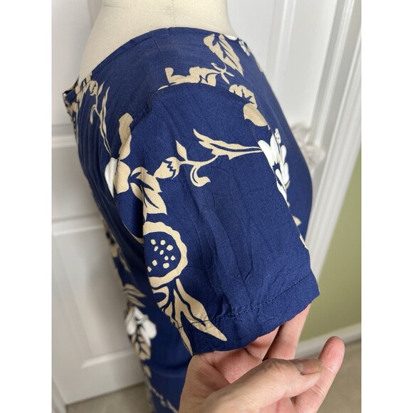 HAWAIIAN RESERVE COLLECTION Long Dress Hibiscus Floral Palm Leaves S Vintage Zip - Picture 4 of 10